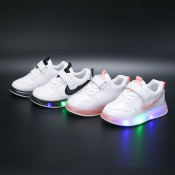 Kids LED shoes - White ballet flats for girls and boys