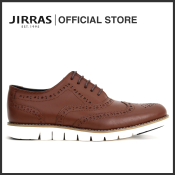 JIRRAS Wingtip Oxford Shoes - Genuine Leather, Choco Brown