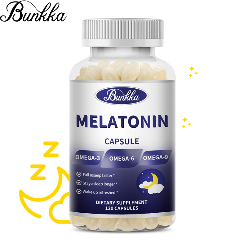 BUNKKA Melatonin Capsules with Omega 3-6-9 for Sleep Aid