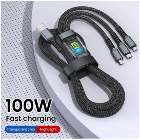 3 IN 1 Luminous Charging Cable 120W 6A Super Fast Charger Usb Protection For Micro Type-C 1.2meters -2.2 meters