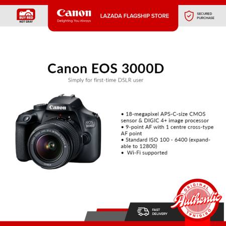 Canon EOS 3000D DSLR Camera with 18-55mm Lens + Free SD Card