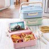Microwaveable Wheat Straw Bento Box with Spoon and Chopsticks