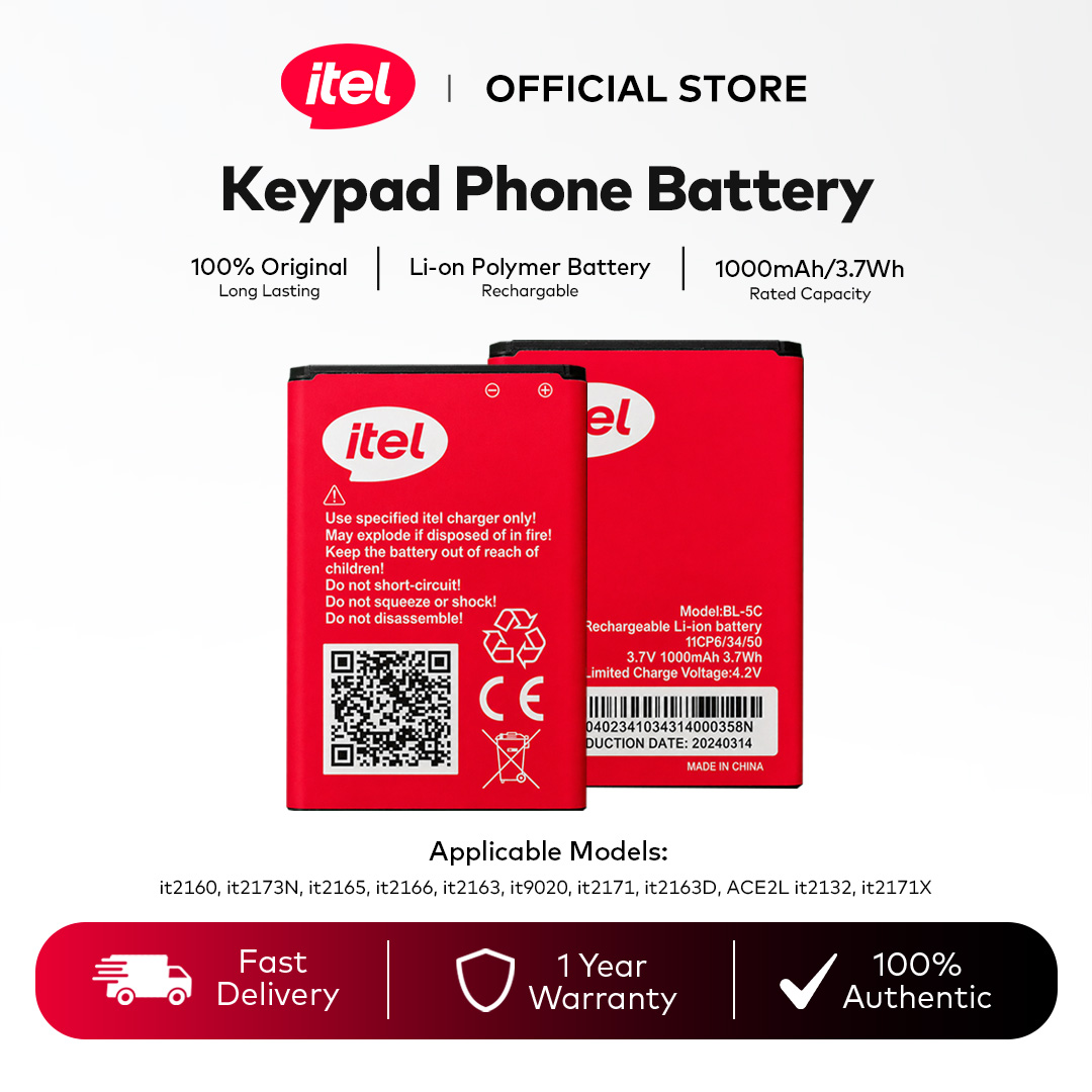 itel BL-5C Keypad Phone Battery / 1000mAh/3.7Wh Rechargeable Li-ion / 4.20V
