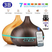 Wood Grain Aromatherapy Diffuser with 7 Color LED Night Light