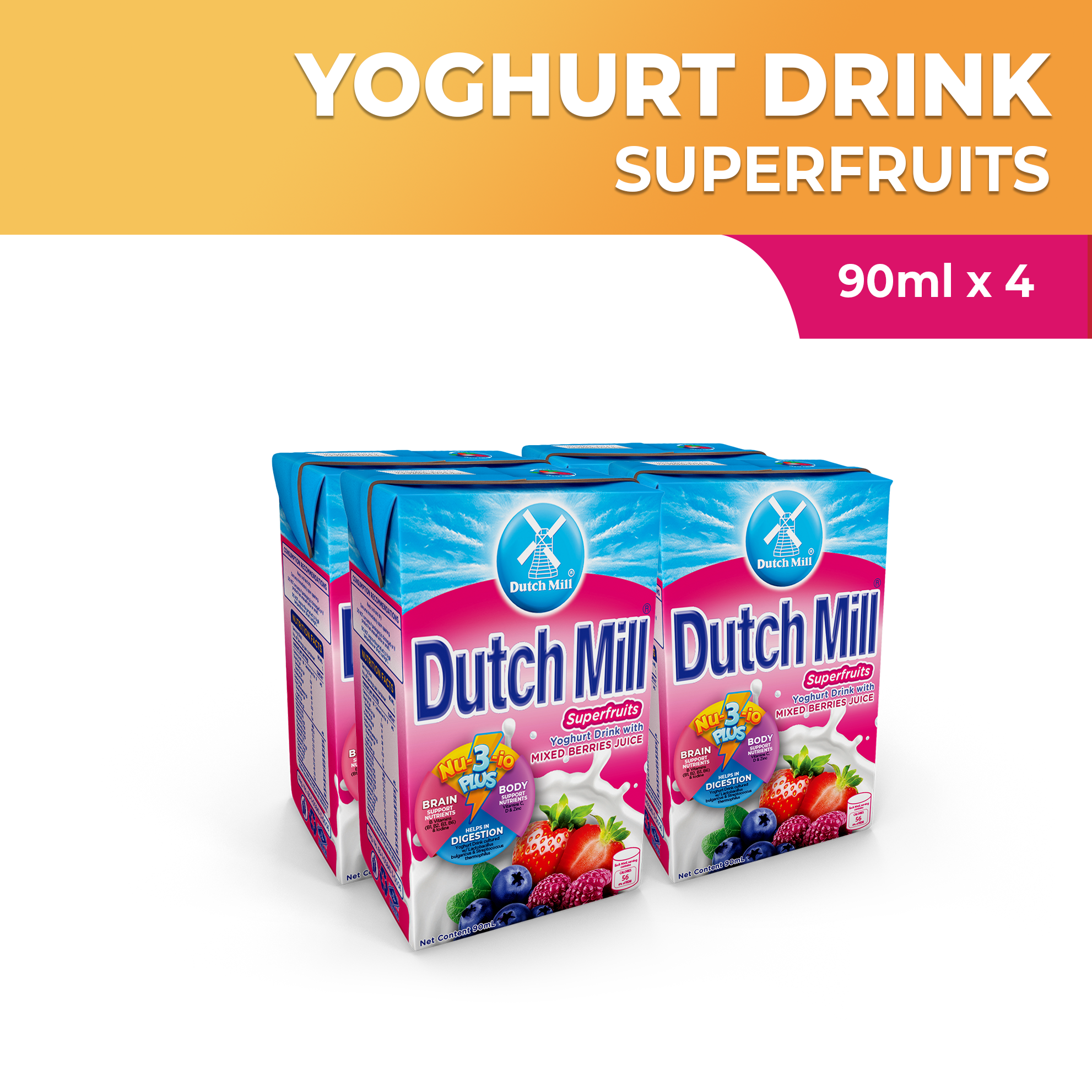 Dutch Mill Superfruits Yoghurt Drink with Mixed Berries Juice
