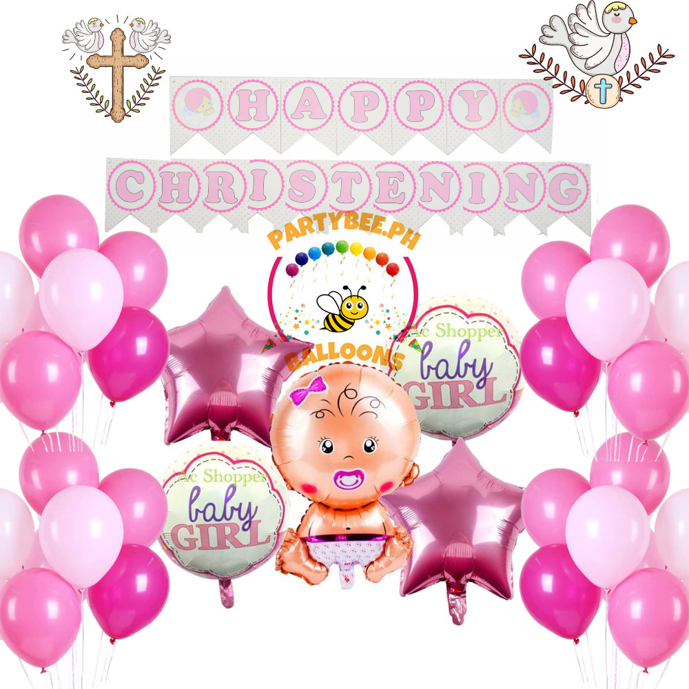 Baptism Decoration For Baby Girl Custom Balloon Box, Backdrop