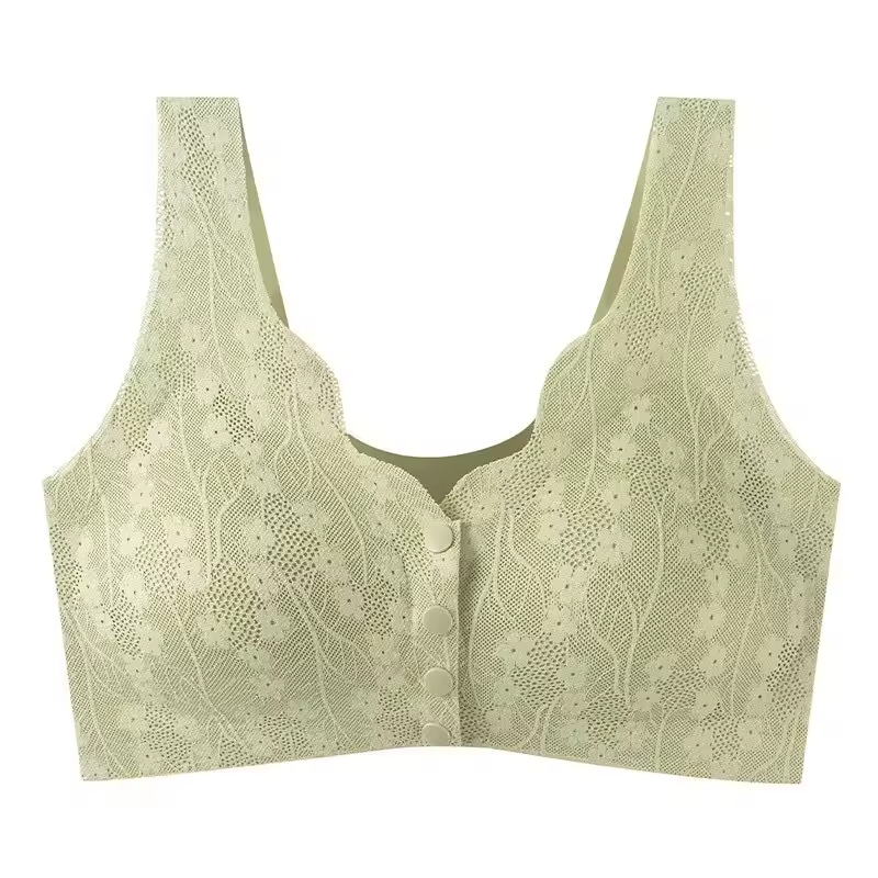 ront Button Bra For Middle-Aged Elderly Mother Plus Size Seamless Push Up Bra Ultra Thin Breathable Non-wire Underwear - Image 2