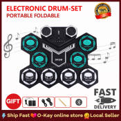 O-KAY Portable Electronic Drum Set with Bluetooth & Lights