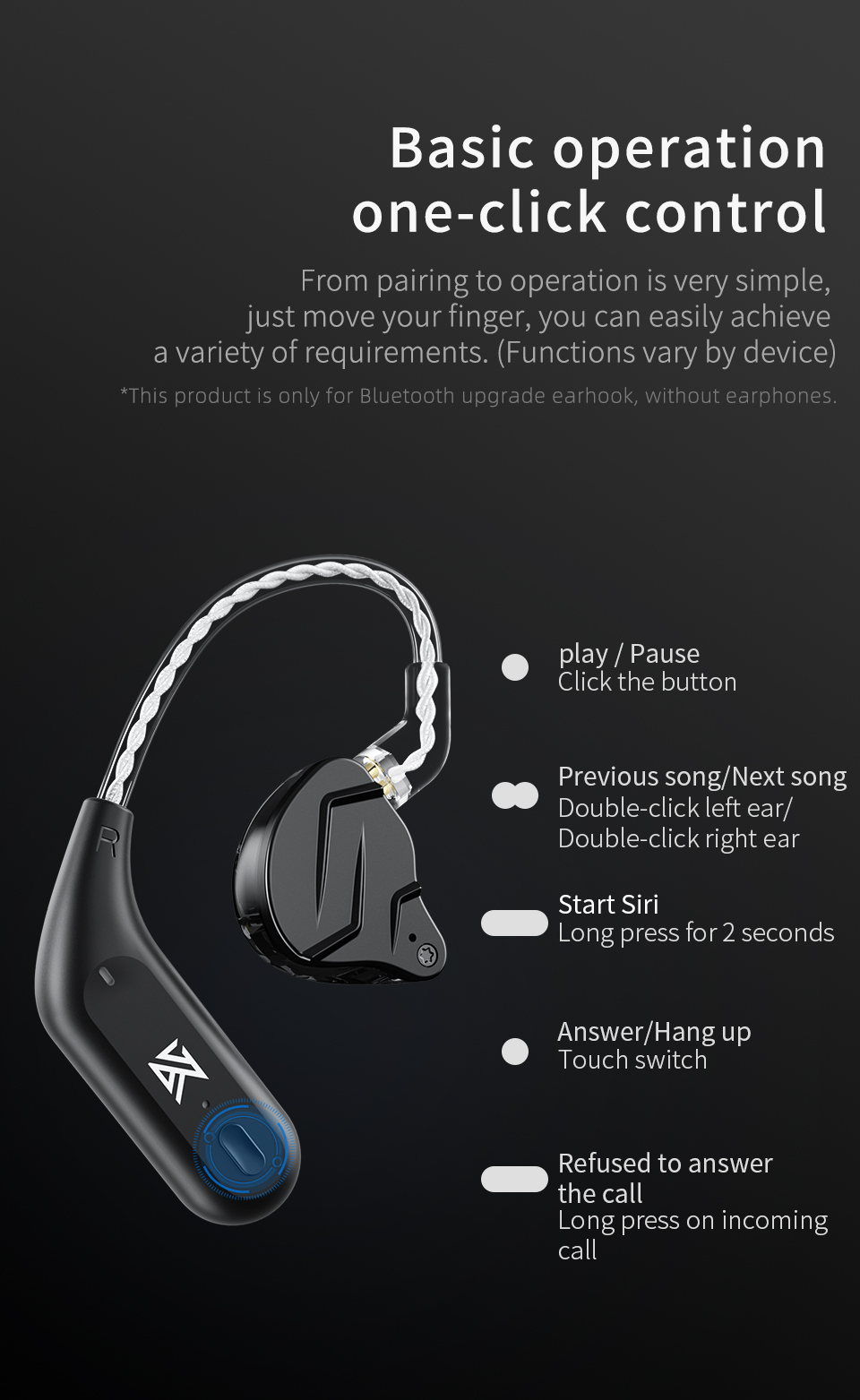 kz bluetooth earhook