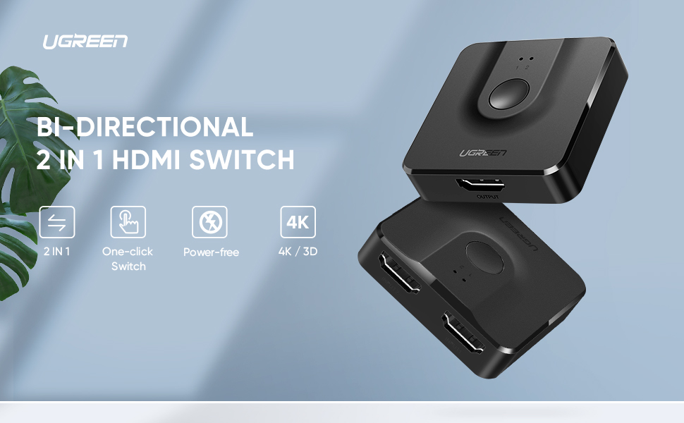 Ugreen HDMI Switch Bi-direccional, 2 entradas 1 salida, 4K 60Hz -  SN2000401332756