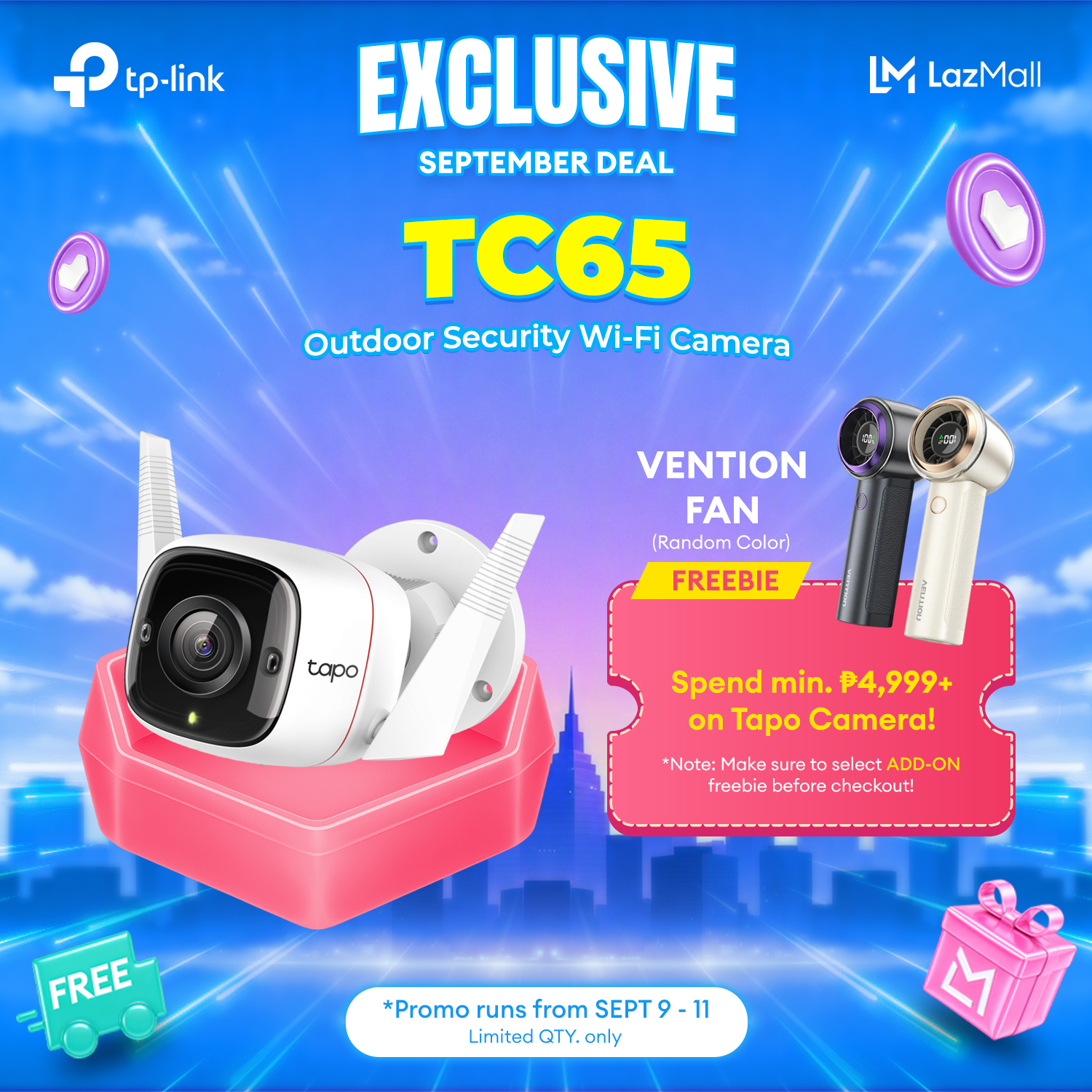 🎖TP-Link Official Store / Tapo TC65 3MP / Outdoor Smart Bullet WiFi IP Security Home Cctv Sale Waterproof Hidden Camera Connect to Cellphone with Audio Mic and Speaker