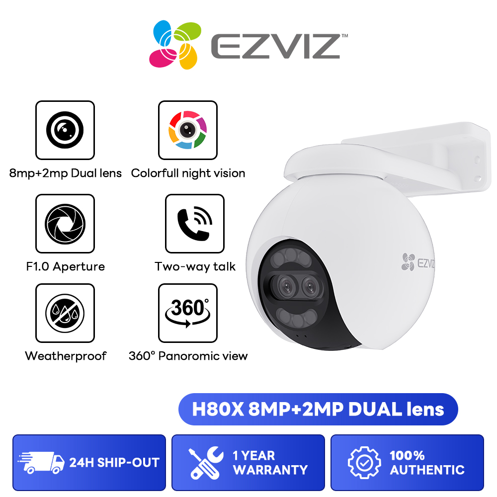 EZVIZ H80X Dual CCTV 4mp Outdoor Camera Color Night Vision F1.0 Aperture AI-Powered Shape Detection Presyo 6,299 Piso*Libreng Shipping