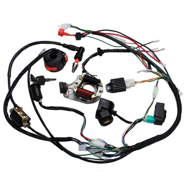 MeterMall for 50 70 90 110CC ATV Quad Gokart Full Electrics Wire Harness Coil CDI Wiring Set