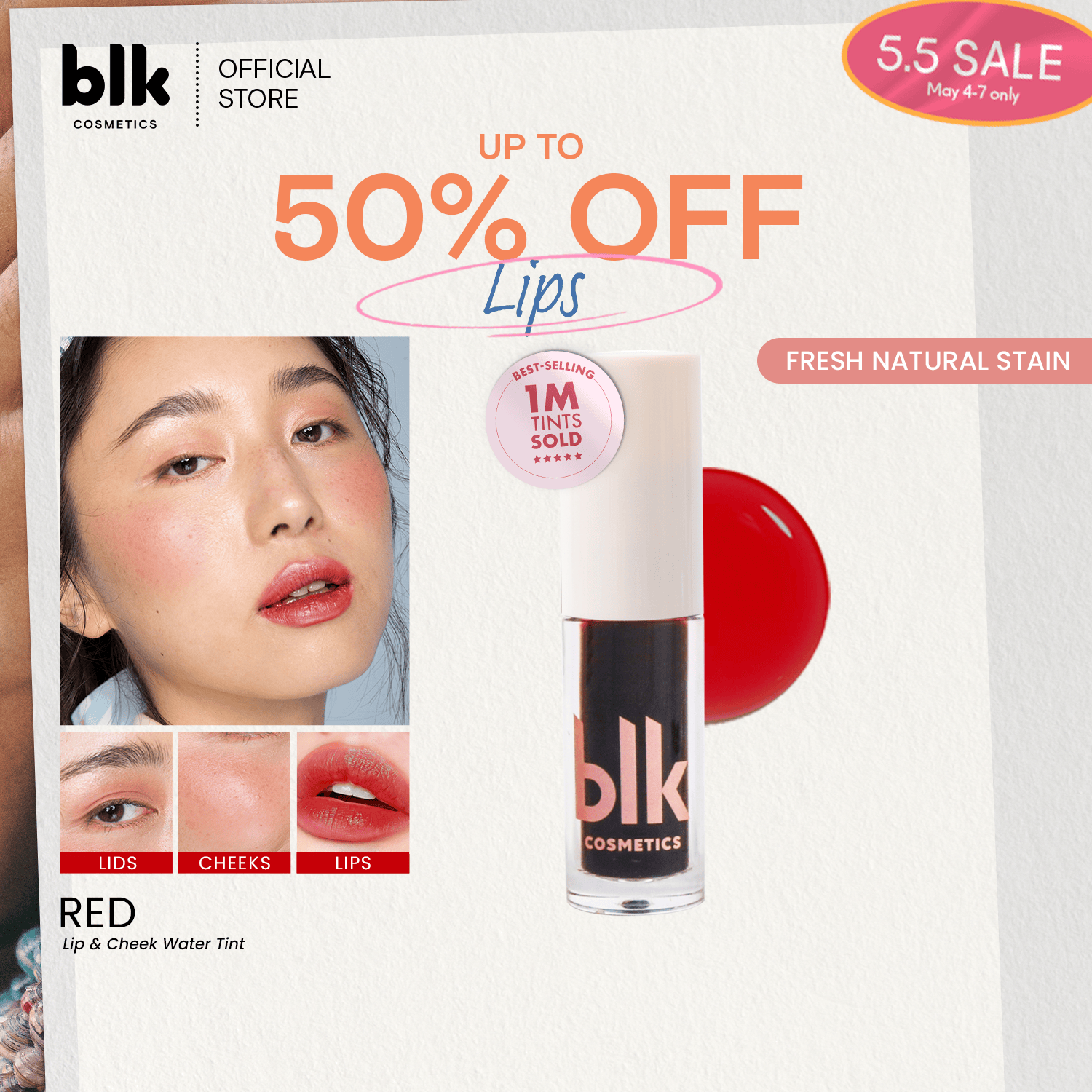 Discount on BLK Cosmetics  shoes - SKU: blk cosmetics fresh lip and cheek water tint red