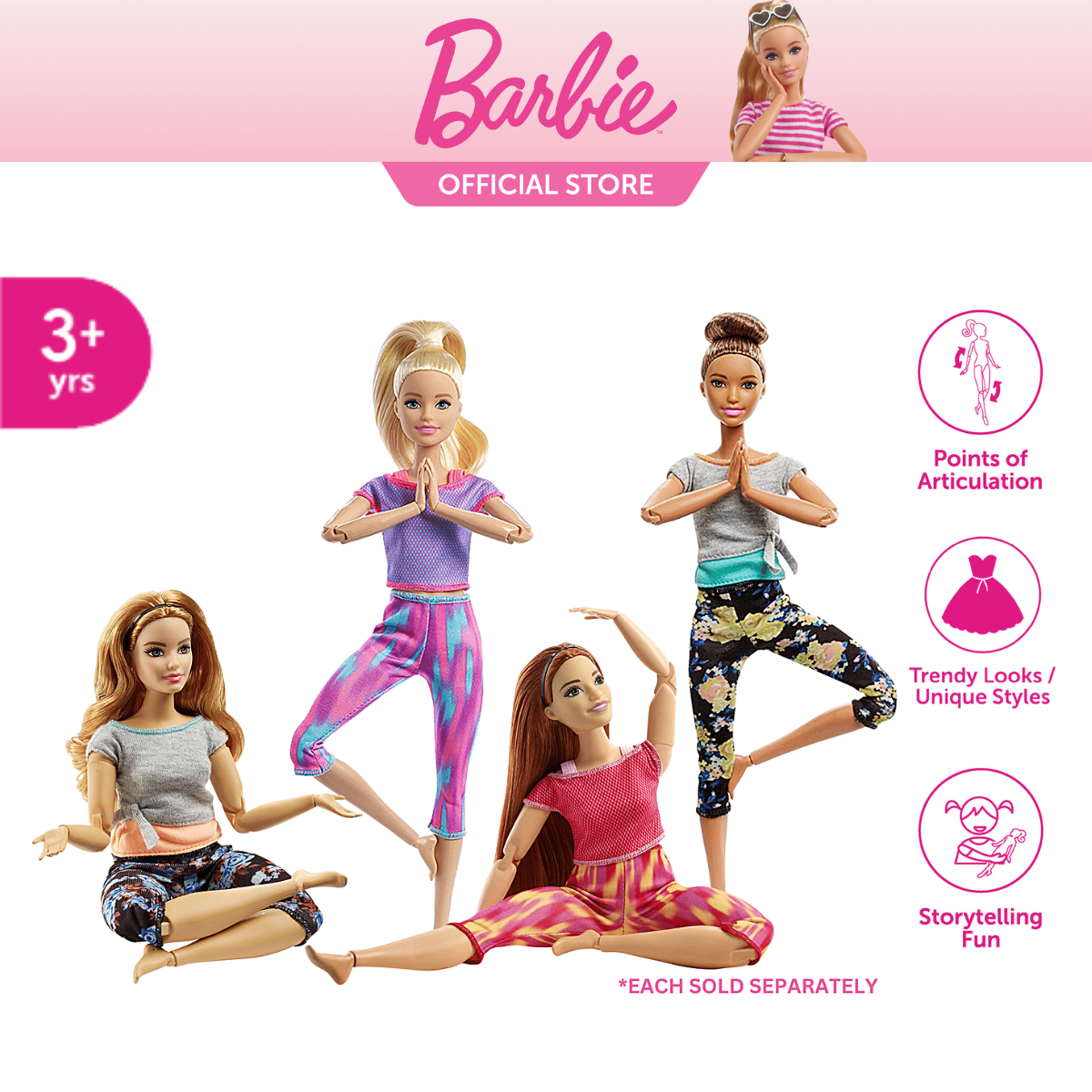 Authentic Authorization】Barbie Yoga Doll Original Barbie Sports