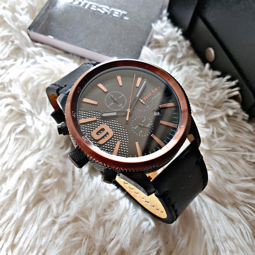 Original Diesel DZ4445 Rasp Chronograph Black Dial Rose Gold Case Men s Watch Lazada PH