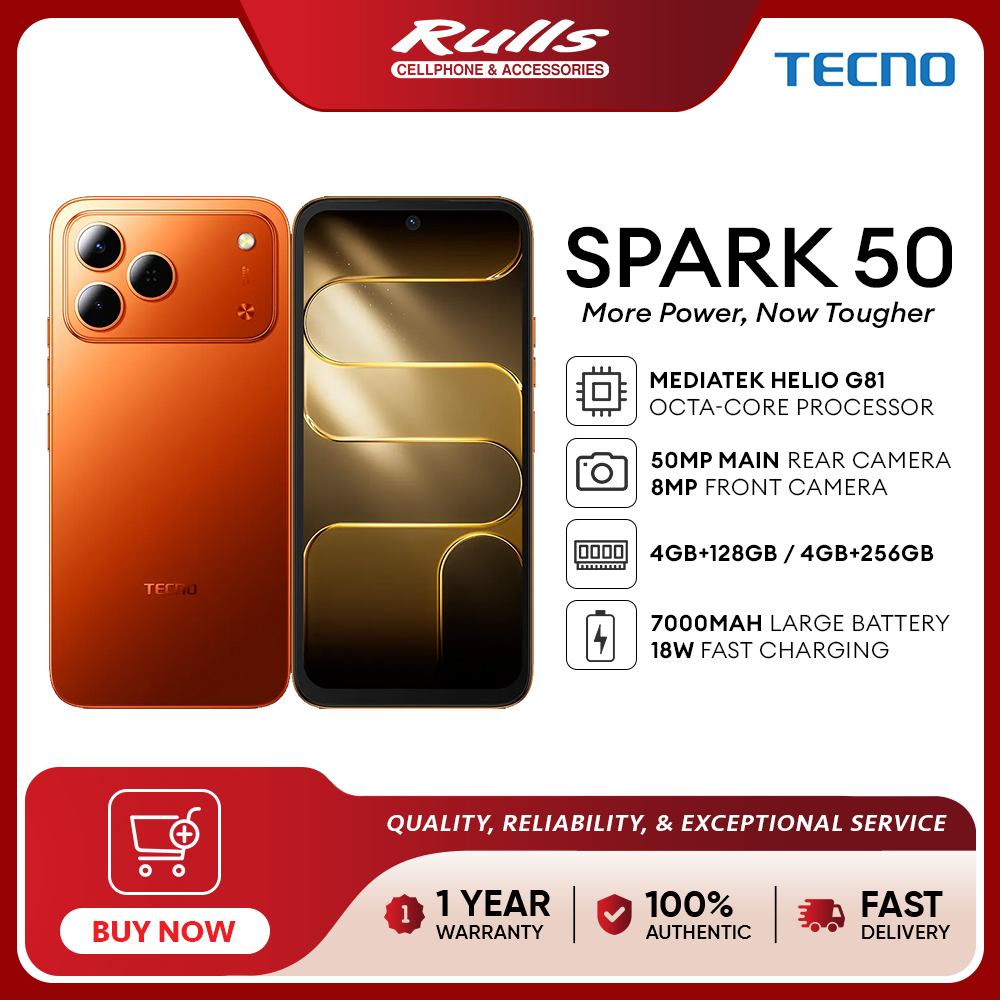 [NEW] TECNO SPARK 50 (4+128GB) Smartphone / Helio G81 Processor / 50MP Main Camera / 120Hz 6.78" Smooth Display / 7000mAh Battery / 18W Fast Charging