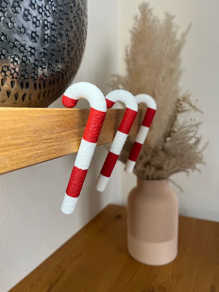 Product photo of Three-D Mania Fuzzy Candy Cane Ornament from its Lazada listing
