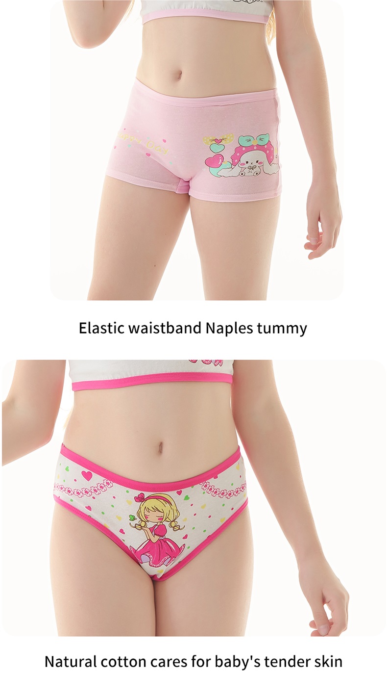 SMY 4PCS Cotton BaBy Panty For Kids Girls Cute Cartoon Boxer For Kids Girl  Shorts 2-12Yrs