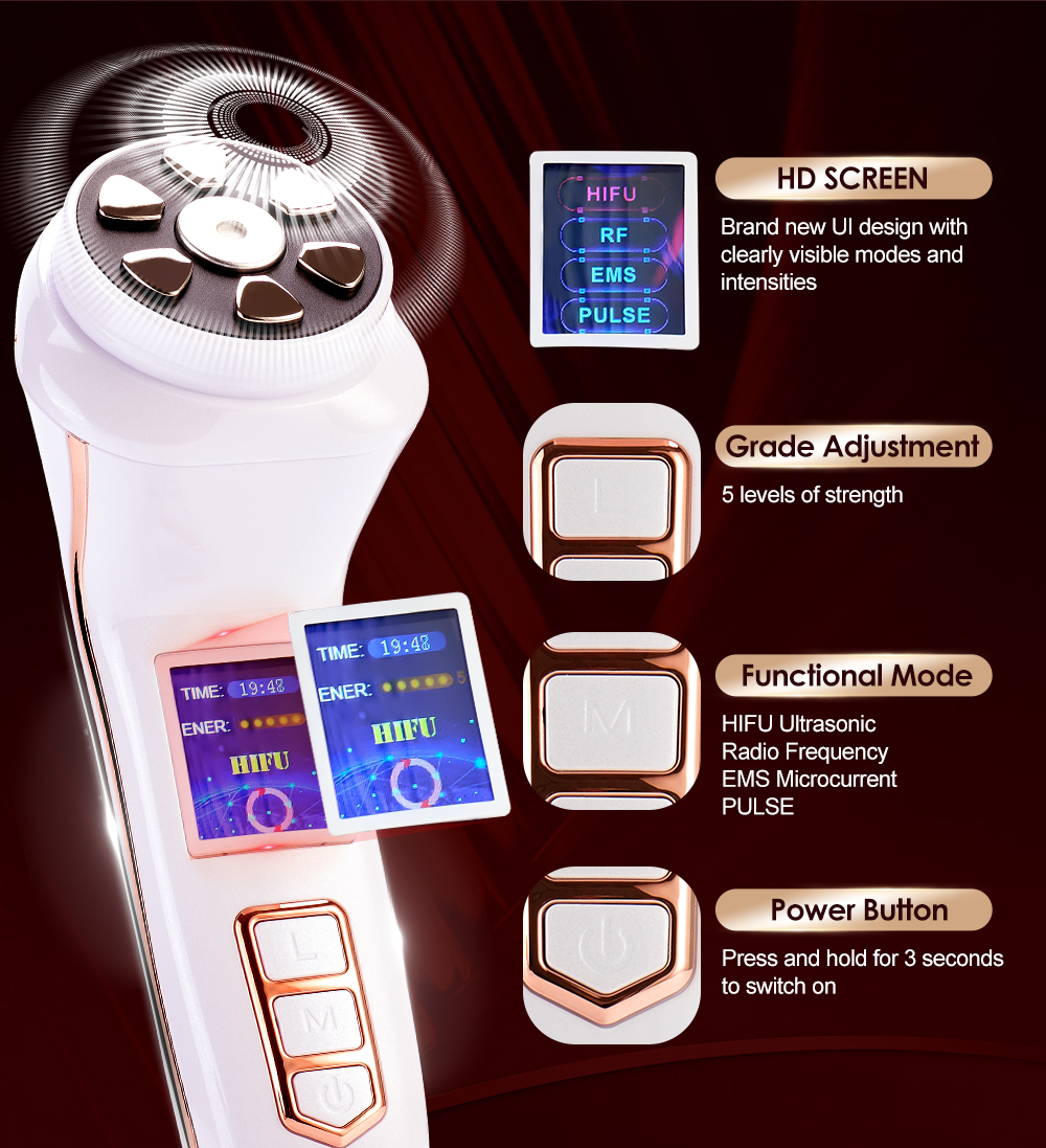 【新品未開封】 高級美顔器HIFU RF EMS PULSE 4IN1 Mini HIFU 3rd Gen 4-in-1 – Professional Skin Tightening