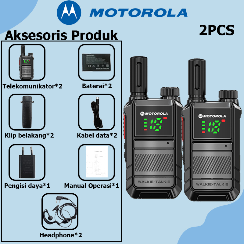 【2Pcs】 Motorola GP308 two way radio Walkie Talkie long range 10KM UHF 400-470MHz high capacity 9800mAH Portable Mini radio 16 Channels High Power 5W Walkie-Talkies USB charging Waterproof/dustproof IP54 Suitable for - Image 3