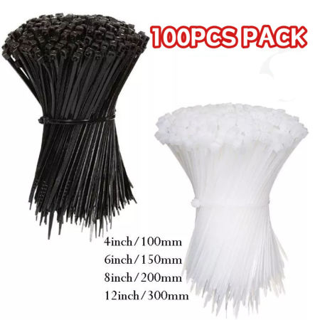 100pc Nylon Self-Locking Cable Ties - Multipurpose Zip Straps