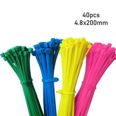 Colored Nylon Cable Ties 4.8x200mm 40pcs