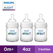 Philips AVENT  4oz Classic Baby Bottles, 3-pack