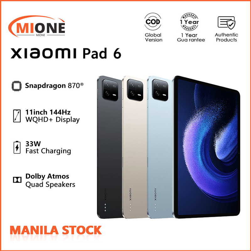 Xiaomi Pad 6 Global Version Tablet 8+128 | 8+256GB Snapdragon 870 Processor 144Hz WQHD 8840mAh 33W Charger Manila Stock