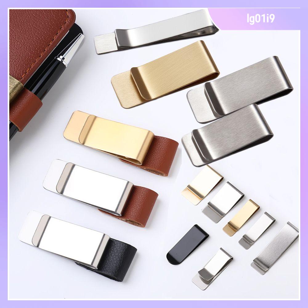 4pcs Metal PU Leather Pen Holder Brass Pencil Clip Vintage Dairy