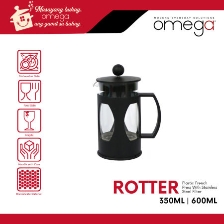 Omega French Press Coffee & Tea Maker with Stainless Steel Filter