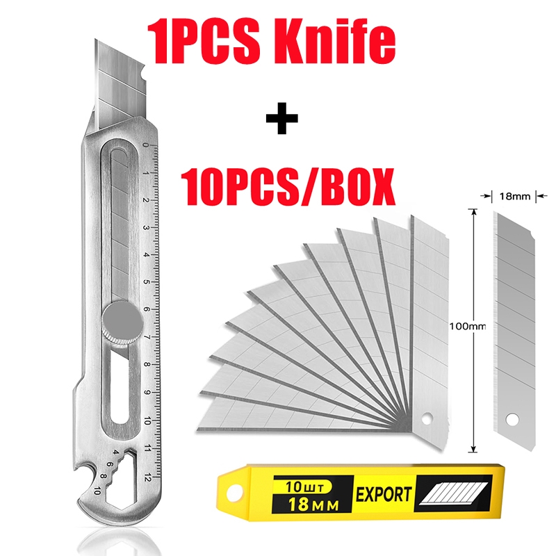 6 in 1 18mm Stainless Steel Graphics Knife Multi-Purpose Retractable Art Utility Precision Knife - Image 3
