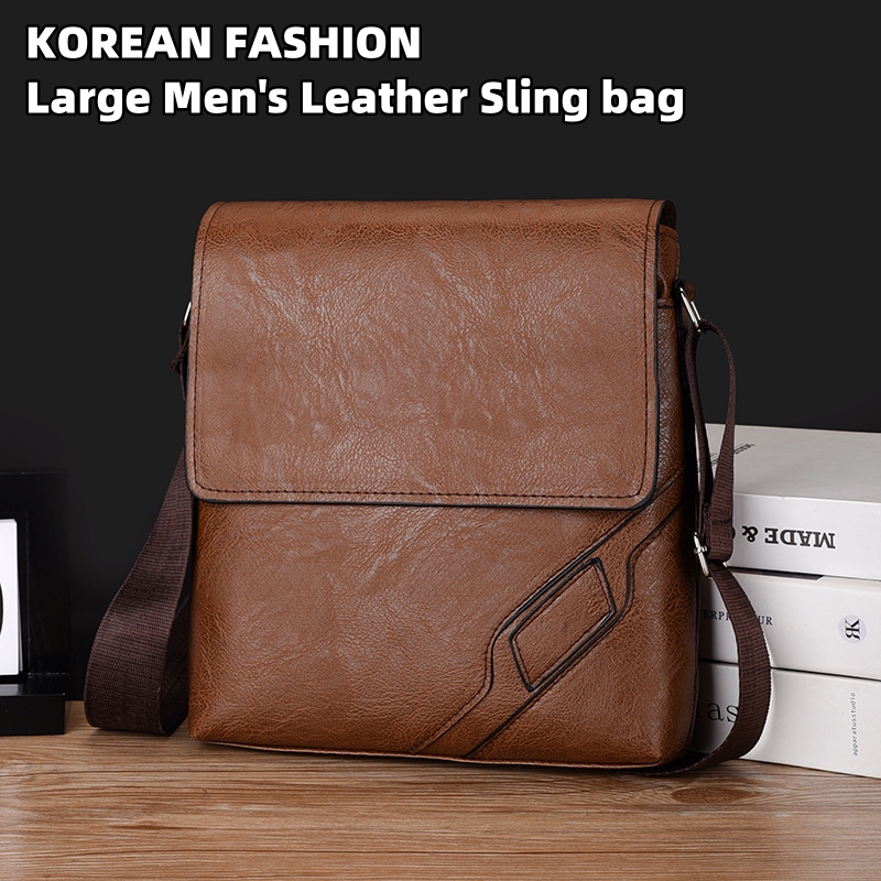 Waterproof Leather Sling Bag for Men by Brand Name