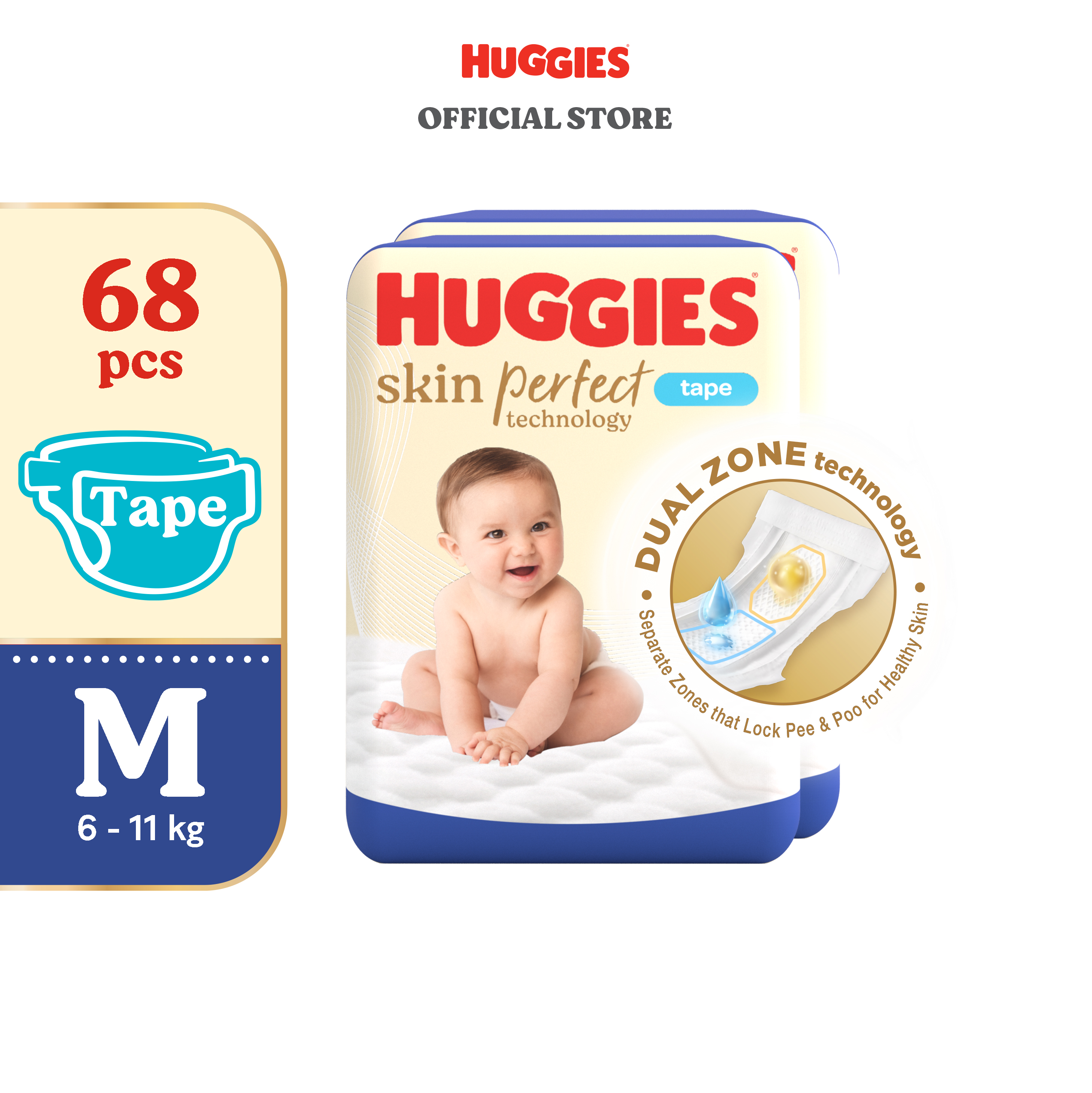 Huggies Skin Perfect Diaper -  Medium 68 pcs