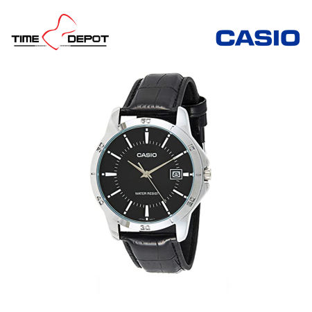 Casio MTP-V004L-1AUDF Black Leather Strap Watch For Men