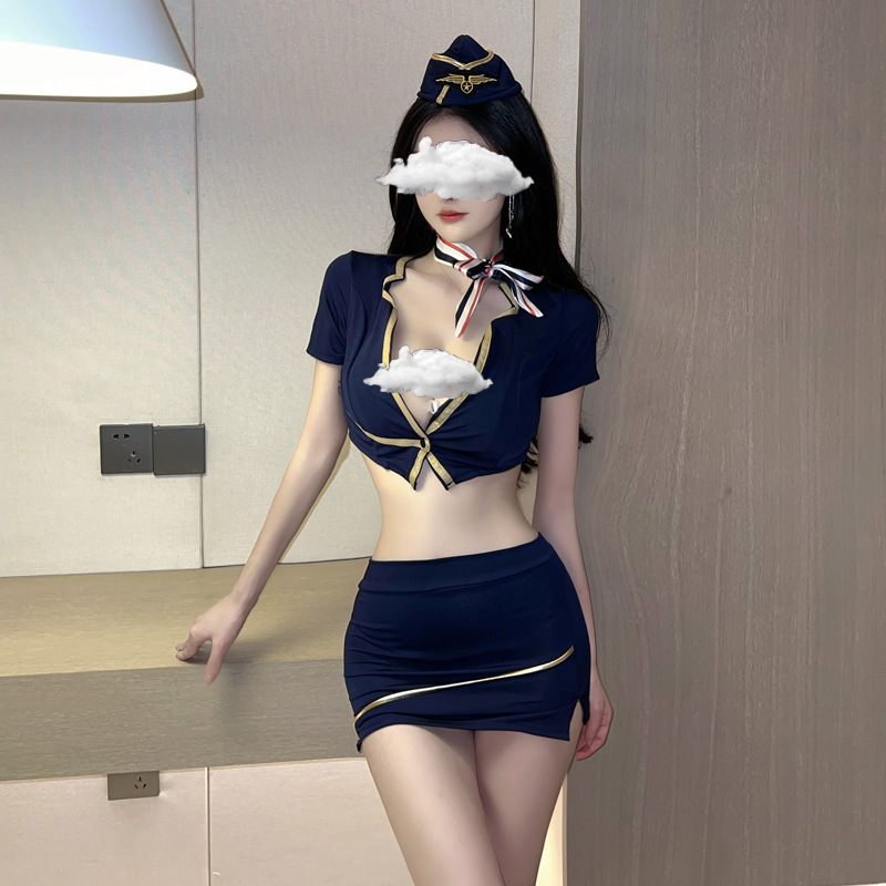 Sexy Lingerie Women Air Hostess Uniform Lingerie Stewardess Sexy Cosplay Costumes - Image 3