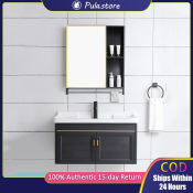 Black Aluminum Bathroom Sink Cabinet Set with Mirror and Faucet