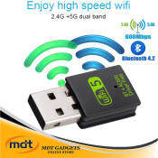 600Mbps Dual Band USB WiFi Bluetooth Adapter - 