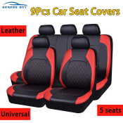 Universal 9-Piece Leather Car Seat Covers Set for Most Vehicles