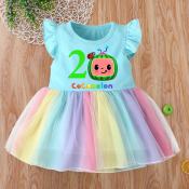 Cocomelon Birthday Theme Birthday Girl Rainbow Dress Baby Girls Party Dress Wear Cocomelon Wear