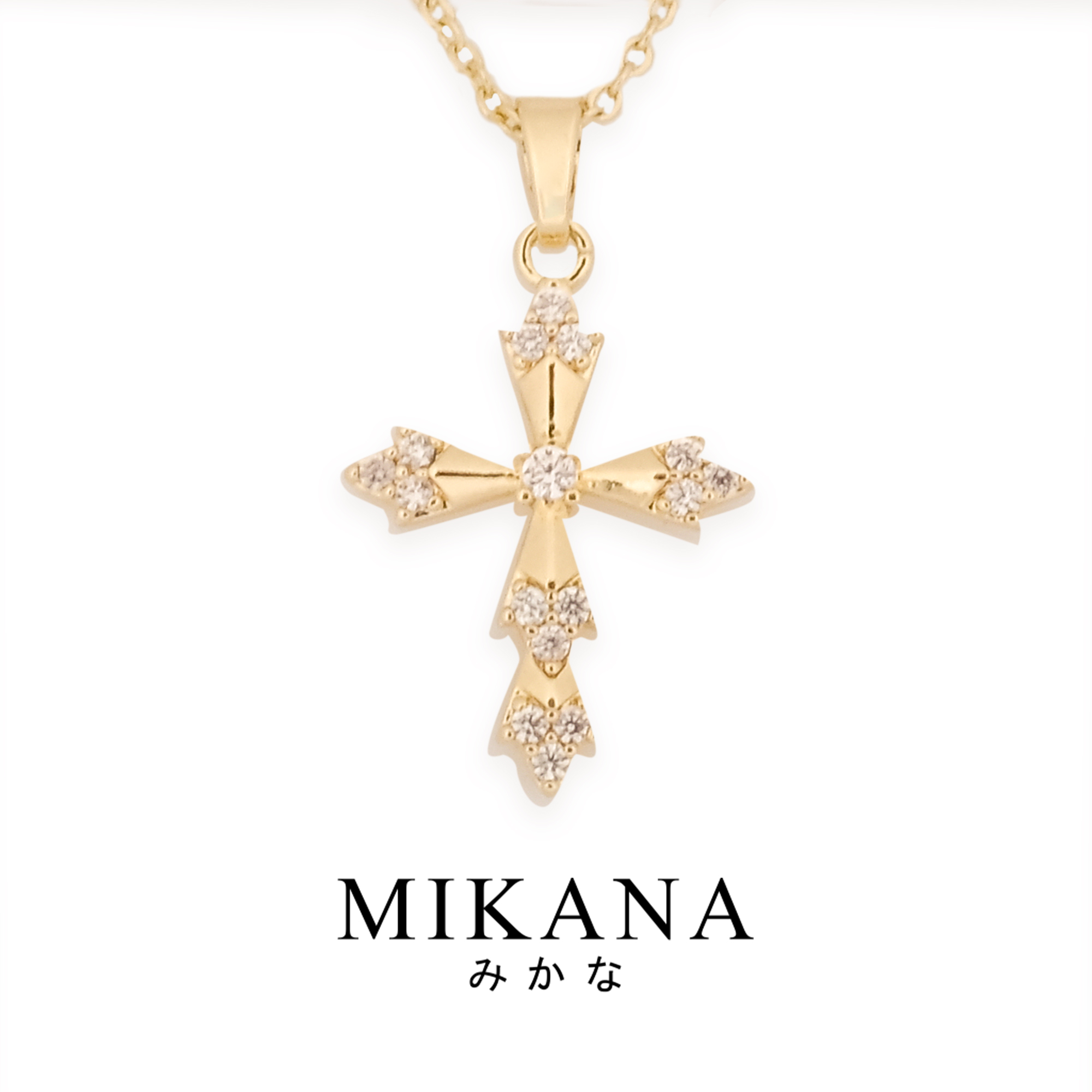 Mikana 14k Gold Plated Seinaru Cross Pendant Necklace Accessories For Women fashion korean free shipping sale japanese cross pendant gift box