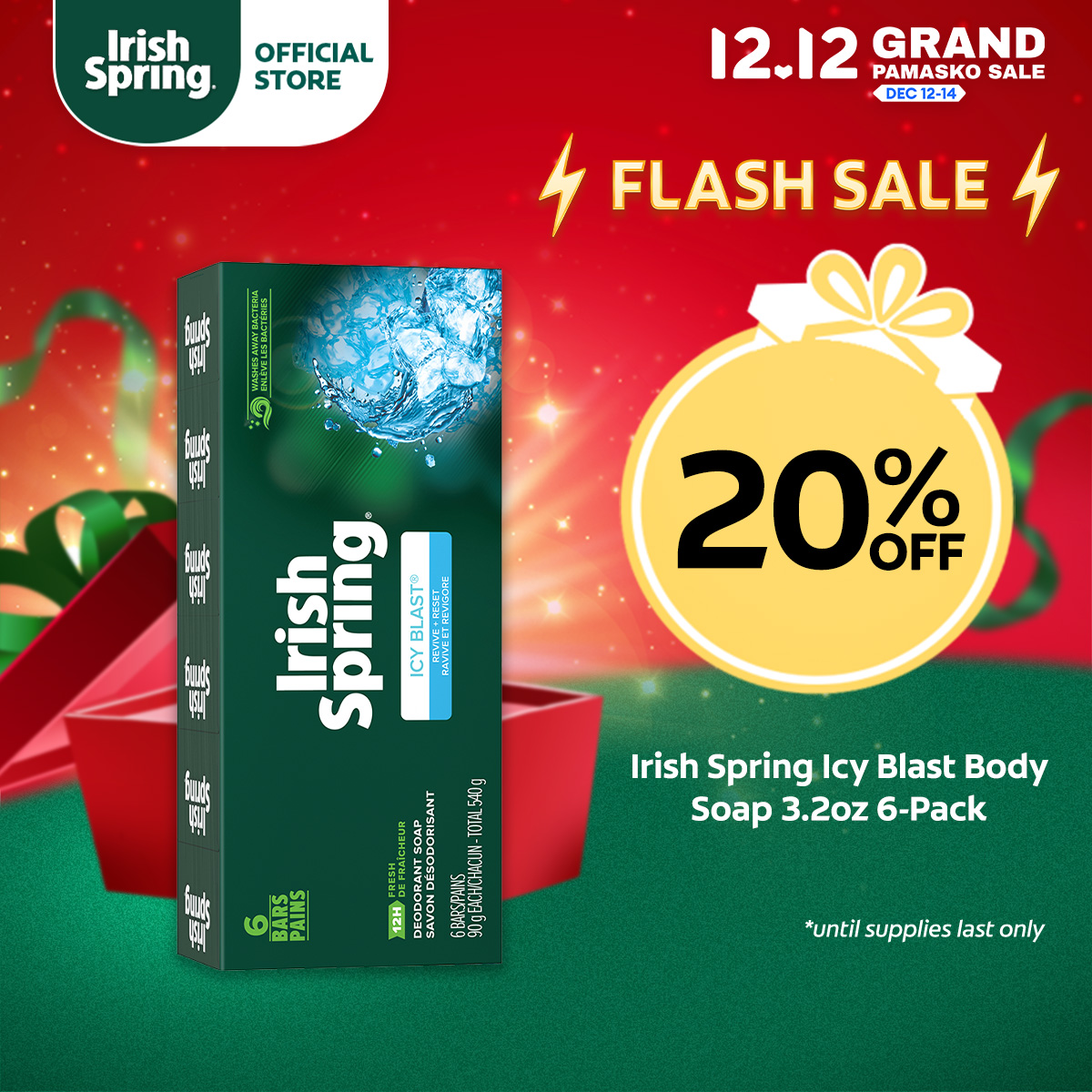 Lazada Philippines - Irish Spring Icy Blast Body Soap 90g 6-Pack