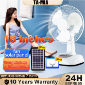 Solar Electric Fan with LED Lights & Remote - Lifetime Warranty