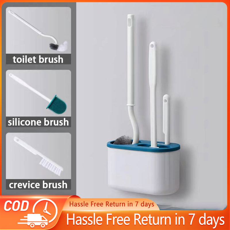 Toilet Brush 3 in 1 Set Wall...