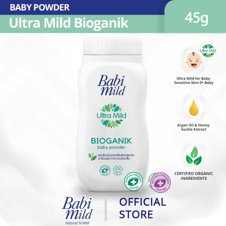 Babi Mild Baby Powder Ultra Mild Bioganik 45g - Natural N' Mild - Organic - Anti-rash, itch relief, sweat protection Baby Essentials, Baby Care