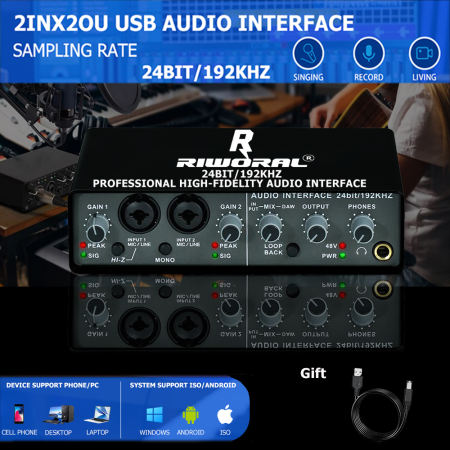 24Bit/96kHz Audio Interface for PC with XLR/1/4 Inch Jack