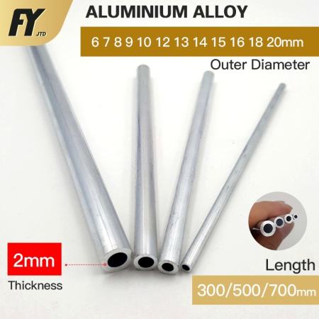 JINYIBAI Aluminum Round Tube, 2mm OD, Various Diameters