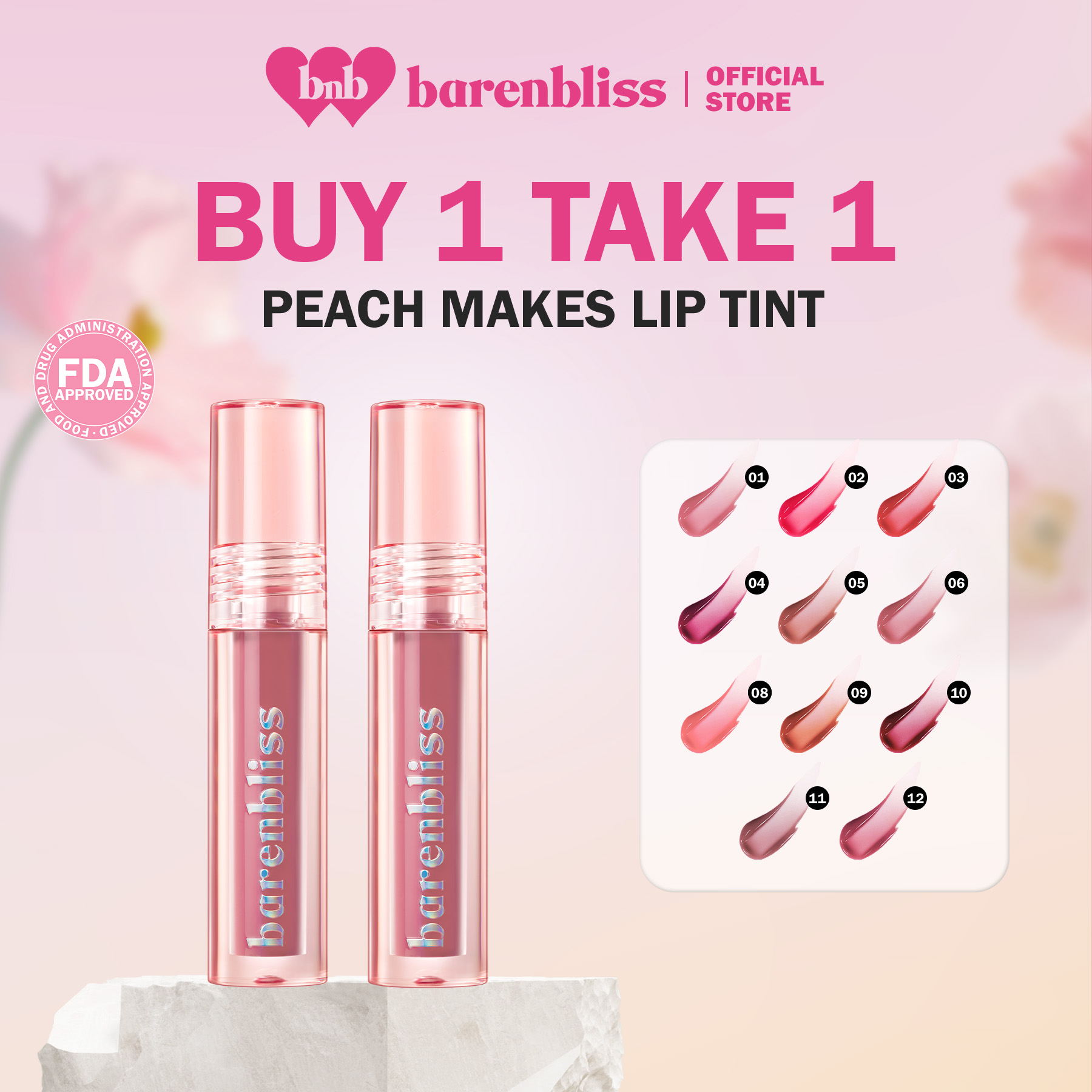 Discount on Barenbliss  shoes - SKU: [BUY 1 TAKE 1 ] barenbliss BNB Peach Makes Perfect Lip Tint