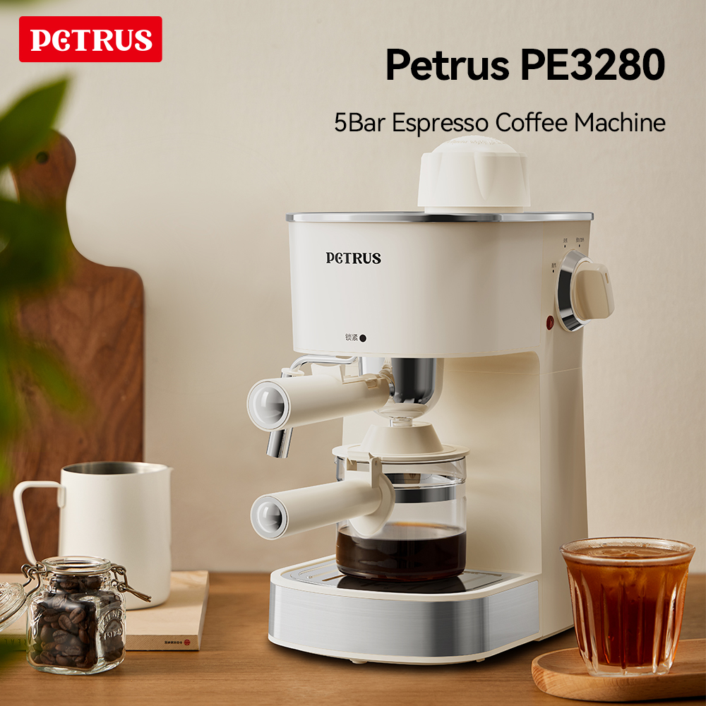 Petrus Coffee Maker Espresso Coffee Machine With Fancy Milk Function For Coffee Beginner,1 Year Warranty ราคา 1,192 บาท*ส่งฟรี