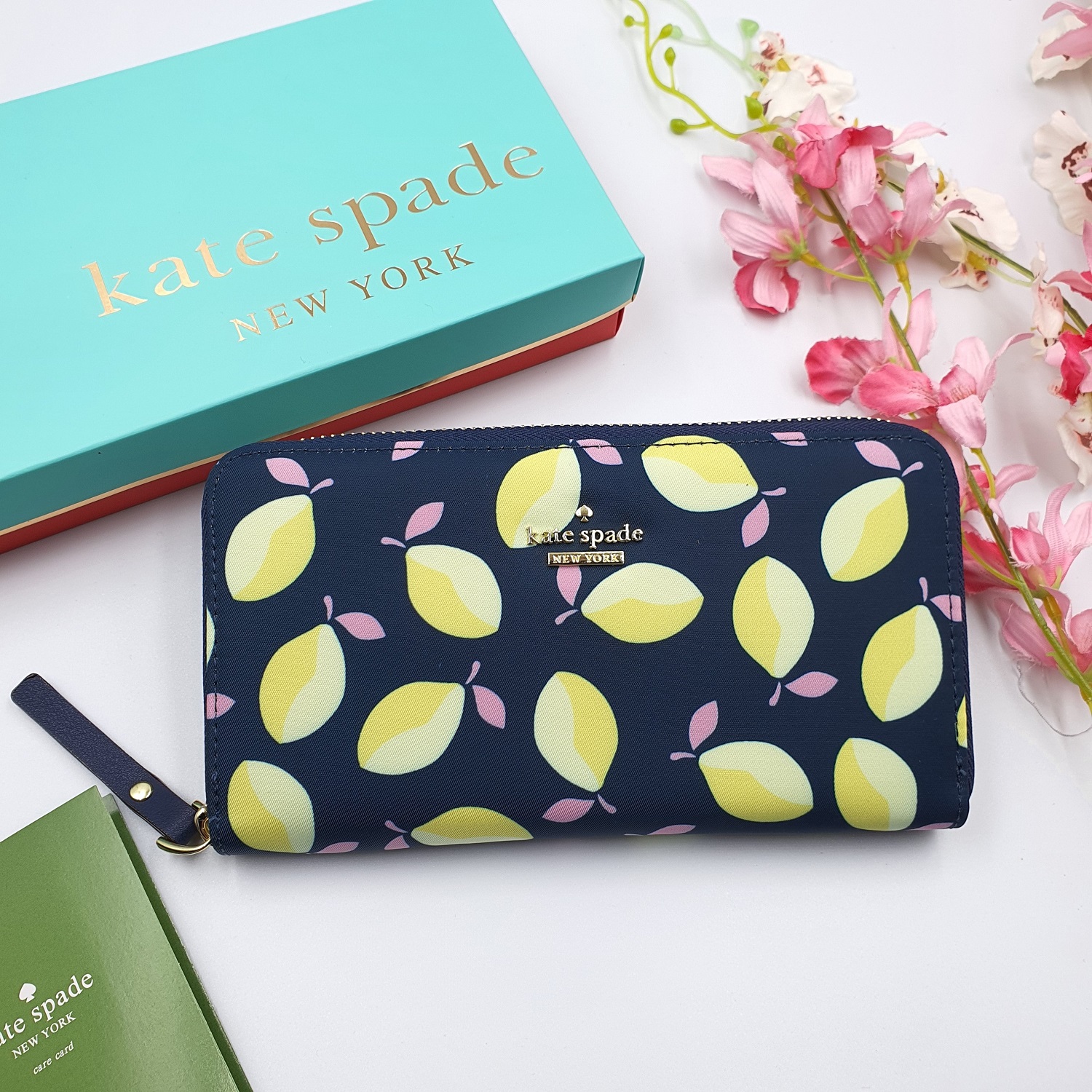 Kate Spade Lyla Classic Wallet Lemon Print - Navy Blue Nylon | Lazada PH